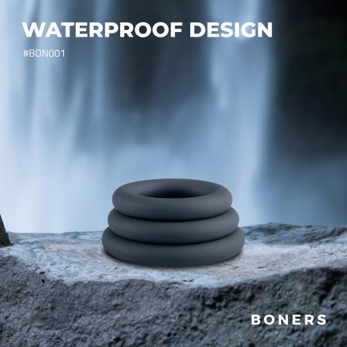 Boners 3-Piece Cock Ring Set - Grey