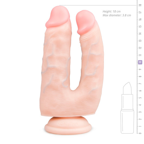 Realistic Double Dildo With Suction Cup - 18 cm
