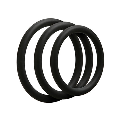 Set van 3 siliconen cockrings - Zwart