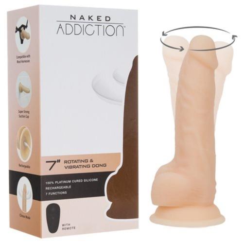 Naked Addiction - Realistische Roterende Dildo Met Afstandsbediening - 18 cm