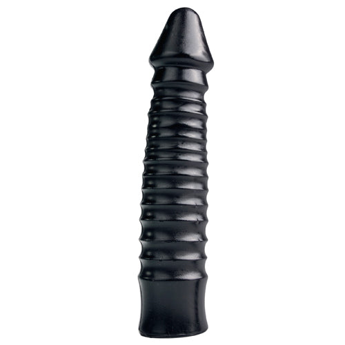 Grote Dildo Met Geribbelde Schacht - Zwart