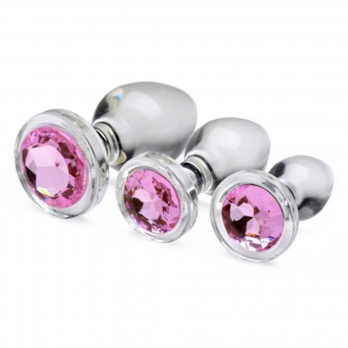 Pink Gem Anaalplug Set Van Glas