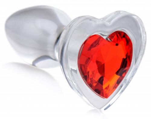 Red Heart Anaalplug Van Glas Met Steentje