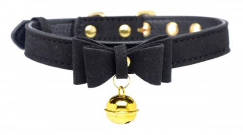 Golden Kitty Collar Met Kattenbelletje - Zwart/Goud