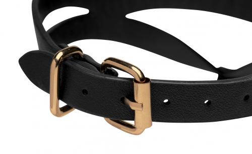 Bondage Baddie Collar Met O-ring - Zwart/Goud