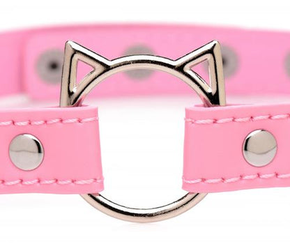 Kinky Kitty Ring Slim Choker - Roze