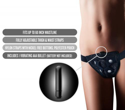 Temptasia - Lovelace Verstelbaar Harnas met Bullet Vibrator - Zwart