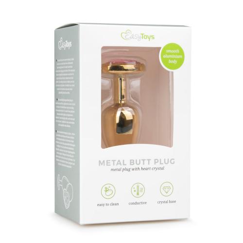 Metalen buttplug met roze hartje