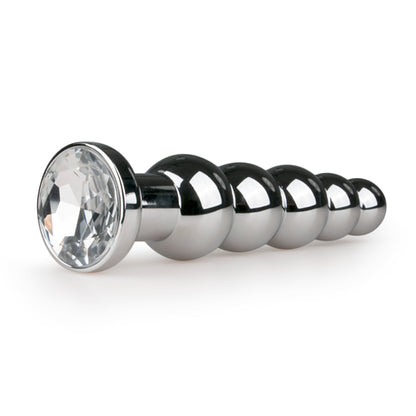 Dunne Geribbelde Buttplug Met Transparant Kristal