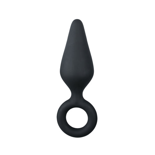 Zwarte buttplug met trekring