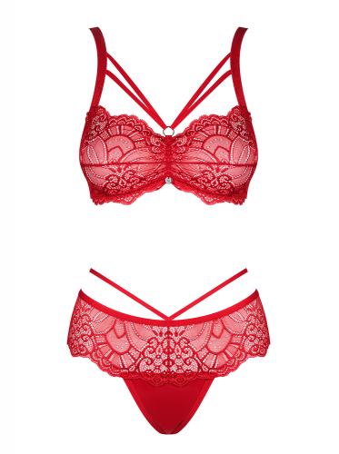 Loventy 2-delige Kanten BH Set - Rood