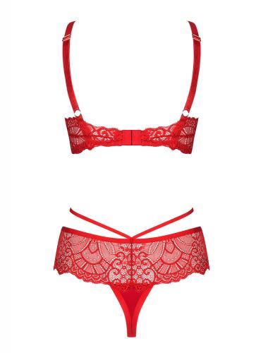 Loventy 2-delige Kanten BH Set - Rood